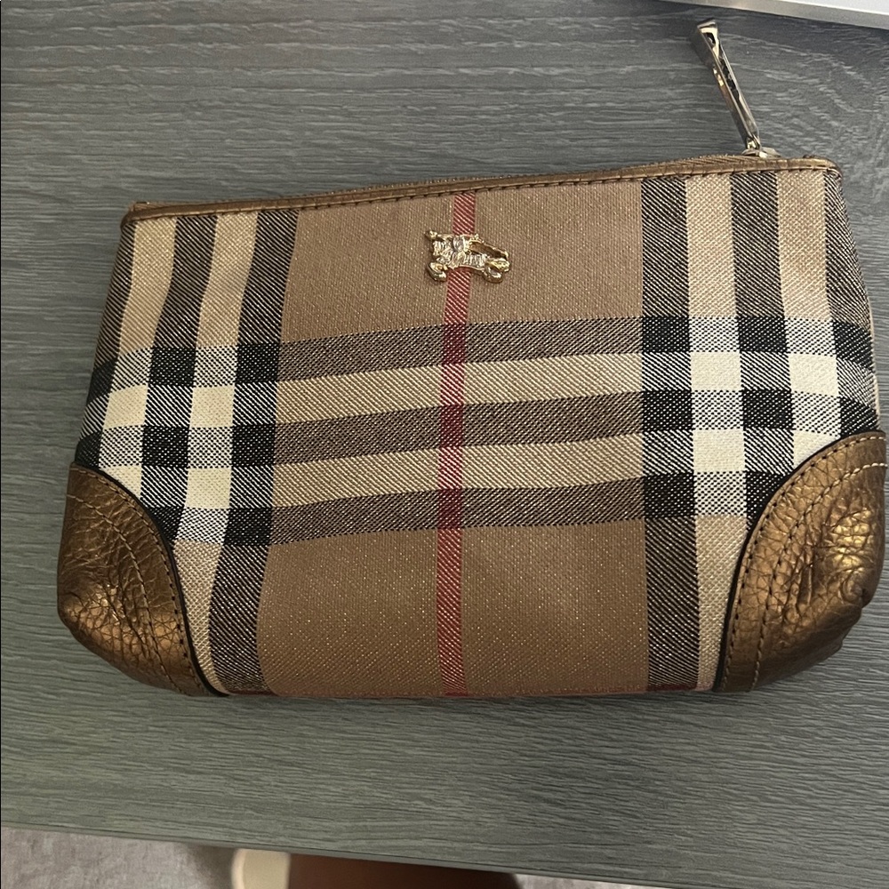 Burberry Brown Plaid Cosmetic Case